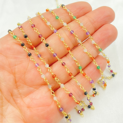 Multi Cubic Zirconia Wire Wrap Chain