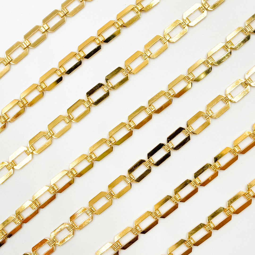 60GF. 14K Gold-Filled Modern Rectangular Fancy Link Chain