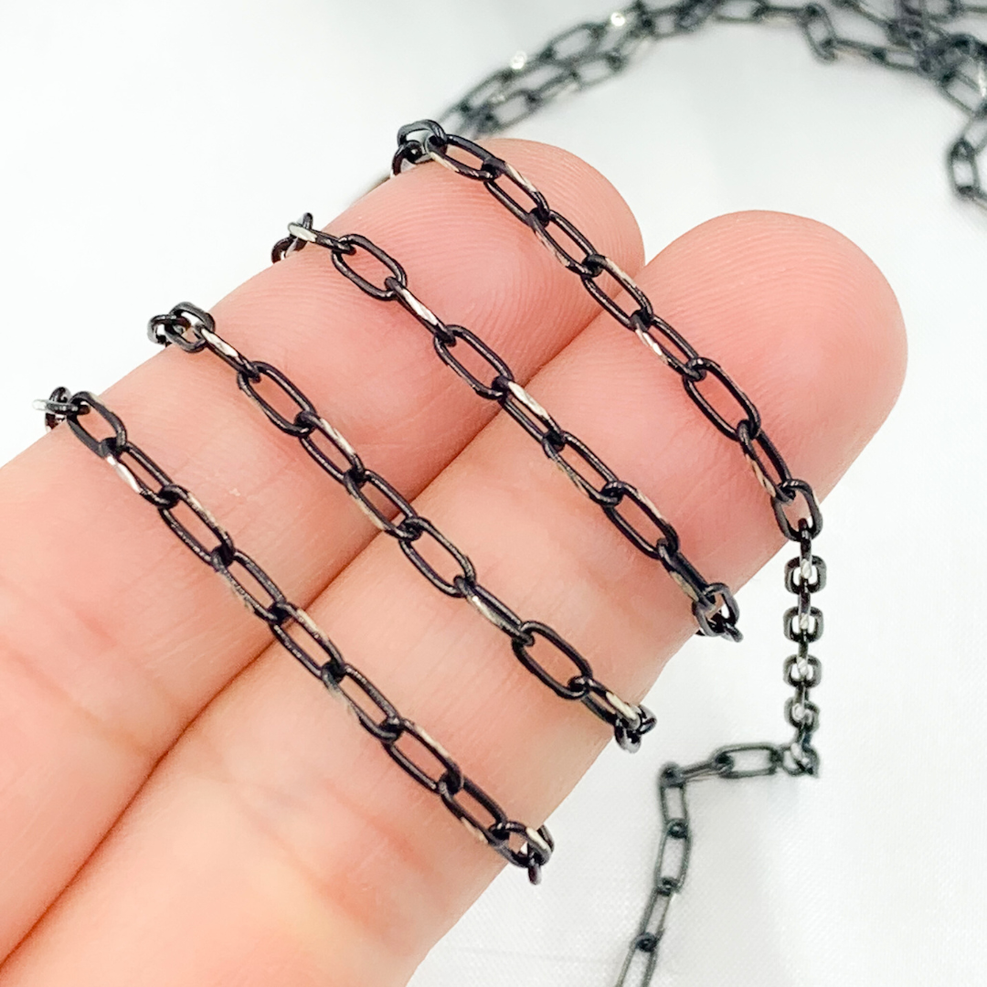 Black Rhodium Sterling Silver Cable Link Chain