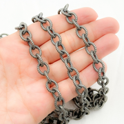 Oxidized 925 Sterling Silver Hammered Cable Chain