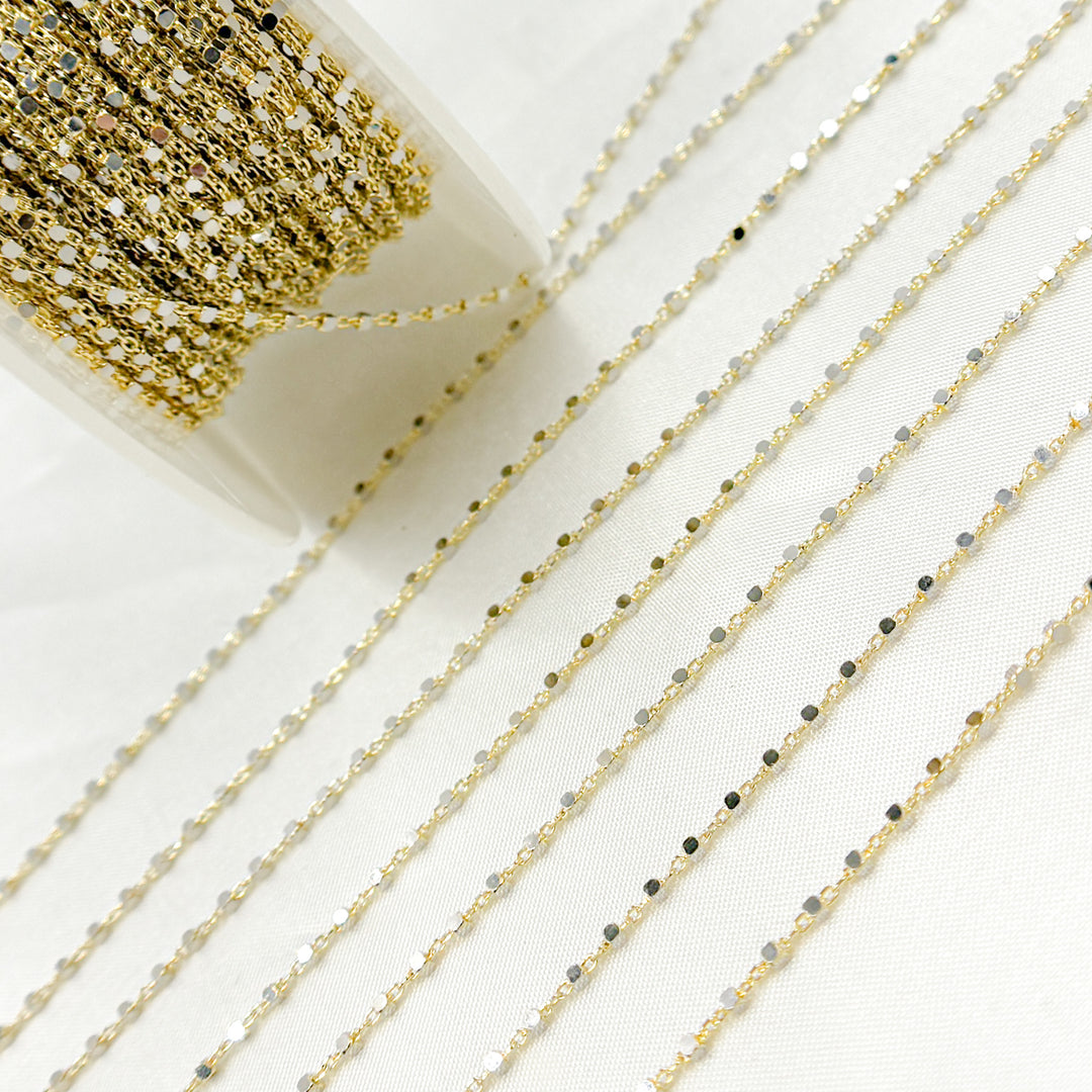 030R02S0QT4BDBbyFt. 14K Solid Yellow and White Gold Satellite Cubes Chain