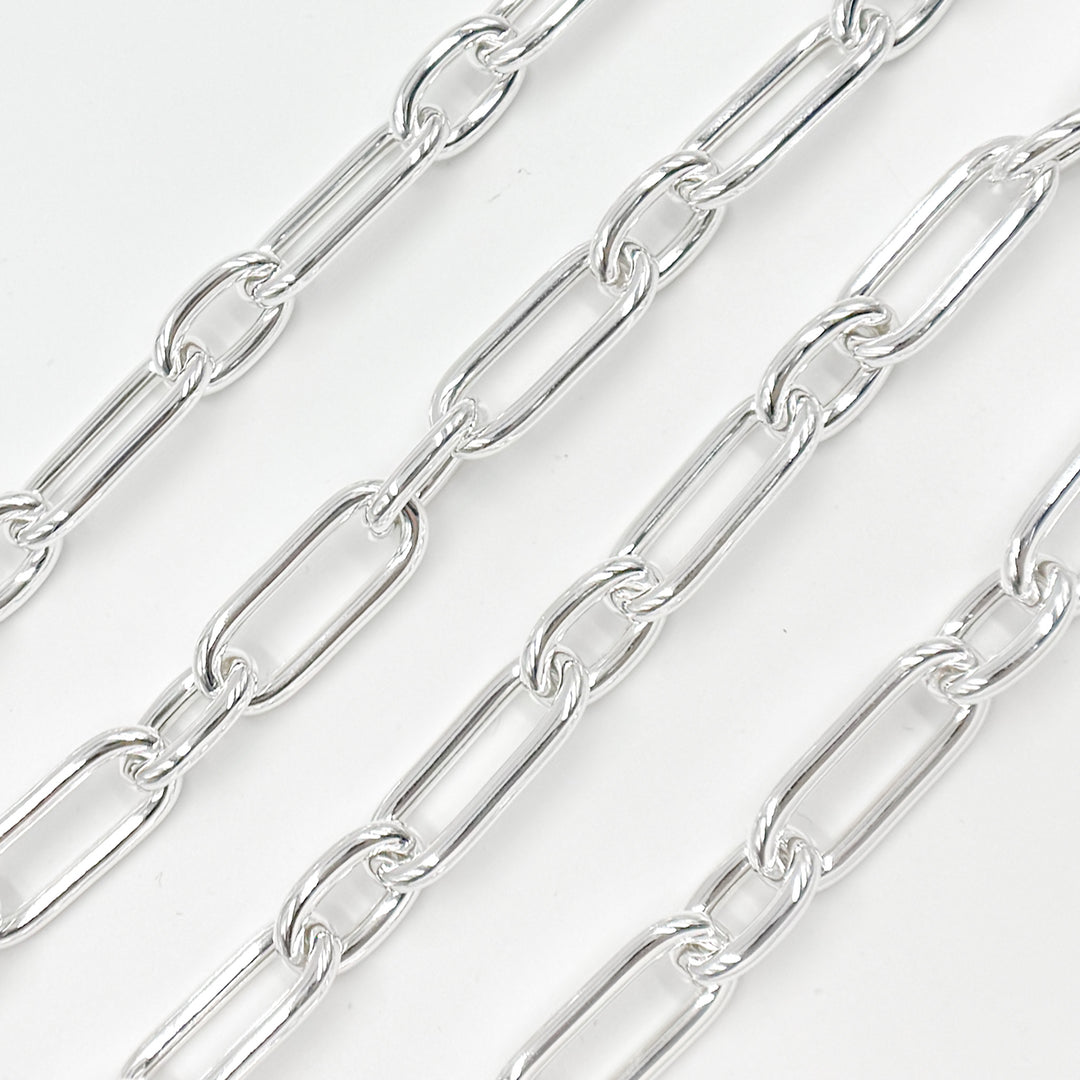 539MTSS. Sterling Silver Smooth Long & Short Links Chain