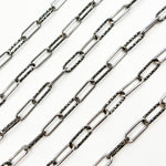 Load image into Gallery viewer, Black Rhodium Sterling Silver Diamond Cut and Smooth Paperclip Chain