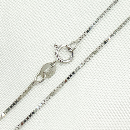 14k Solid White Gold Link Box Chain