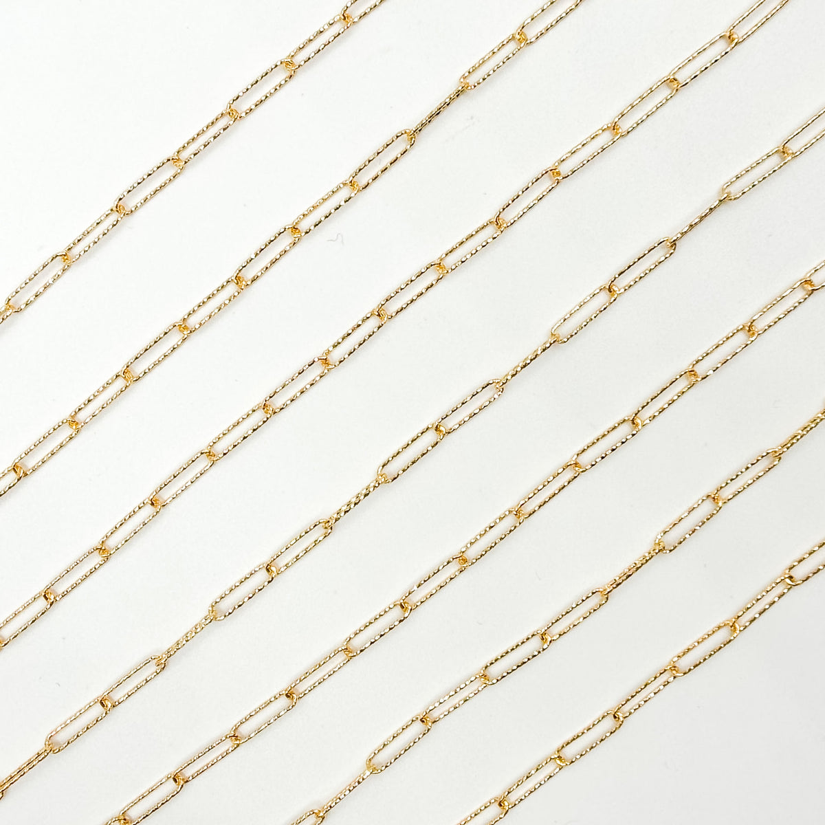 V313GF. 14K Gold Filled Diamond Cut Paperclip Chain