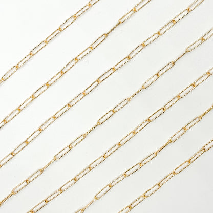V313GF. 14K Gold Filled Diamond Cut Paperclip Chain