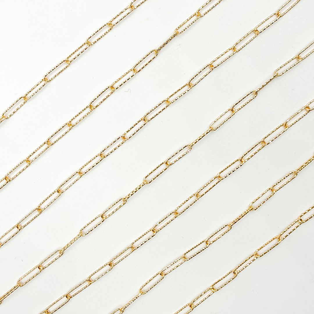 V313GF. 14K Gold Filled Diamond Cut Paperclip Chain