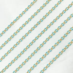 Load image into Gallery viewer, 925 Sterling Silver Gold Plated Turquoise Enamel Cable Link Chain. V244TURGP
