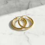 Load image into Gallery viewer, GER61. 14K Hollow Gold Diamond Cut Hoop Earrings