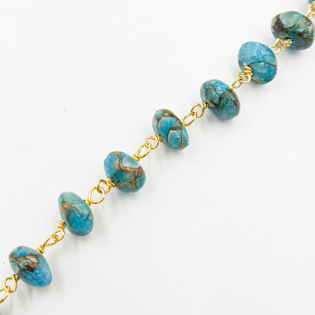 Gold Plated Sterling Silver Turquoise Organic Shape Wire Chain