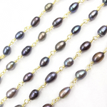 Load image into Gallery viewer, PRL35. Peacock Freshwater Pearl Wire Wrap Chain.
