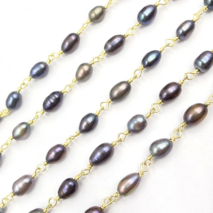 Peacock Freshwater Pearl Wire Wrap Chain