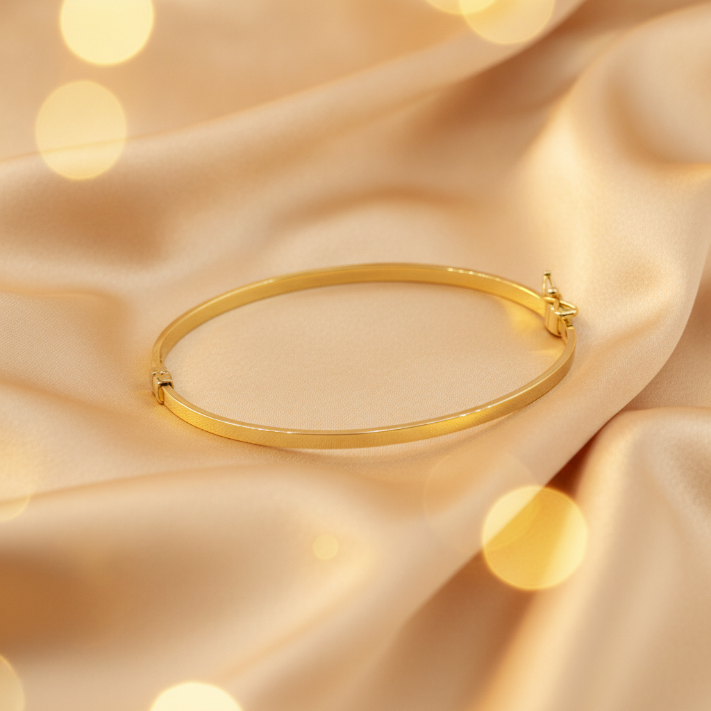 Bangle23. 14K Solid Gold Flat Bangle