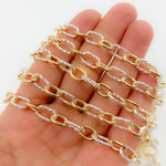 Load image into Gallery viewer, V308TT. Gold Filled and Silver Mixed Link Cable Chain - Smooth &amp; Diamond Cut Links