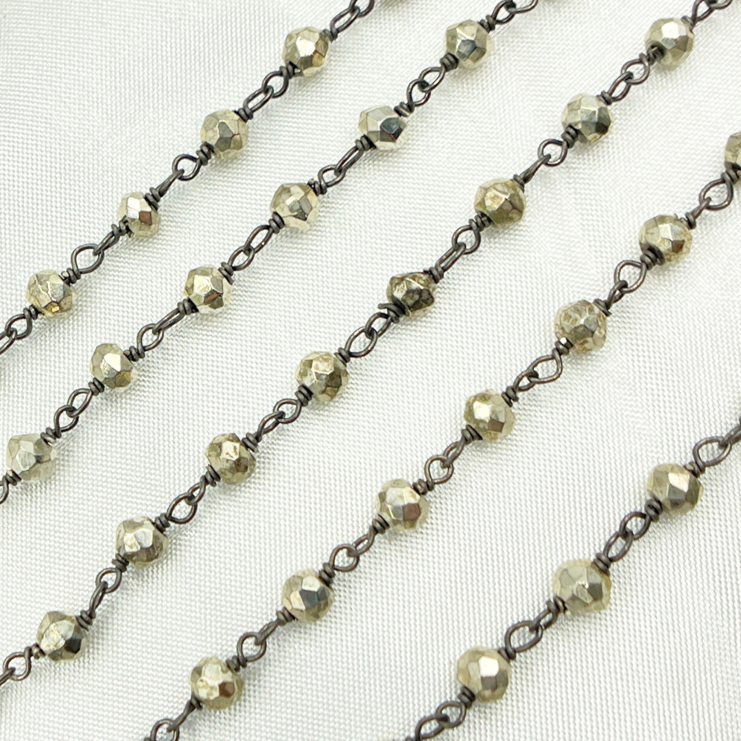 Steel Pyrite Black Rhodium 925 Sterling Silver Wire Chain
