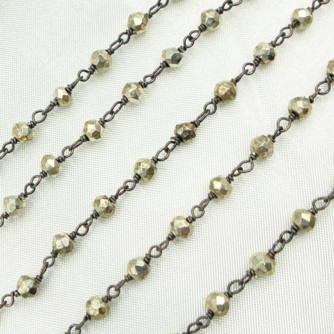 Steel Pyrite Black Rhodium 925 Sterling Silver Wire Chain. SPY5