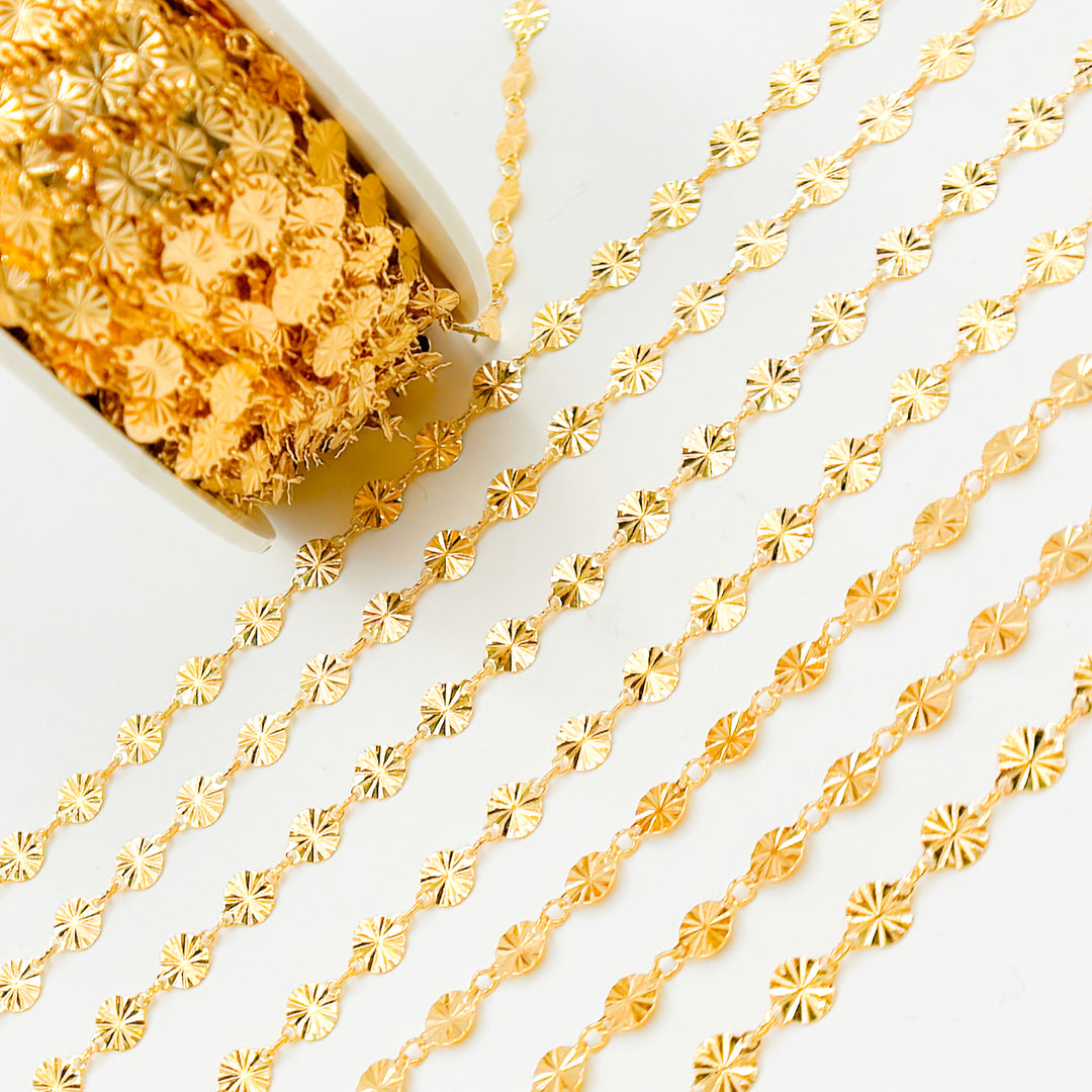 V65DCGF. 14K Gold Filled Diamond Cut Disc Chain