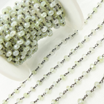 Load image into Gallery viewer, Coated Prehnite Gemstone Oxidized Wire Chain. CPR02
