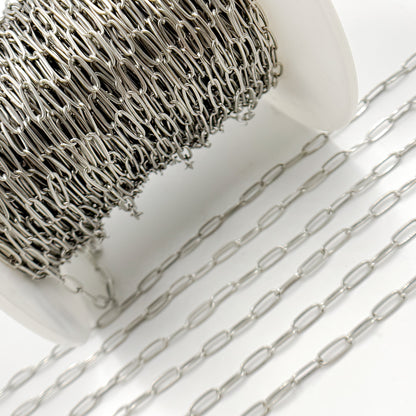 Oxidized Sterling Silver Flat Paperclip Chain
