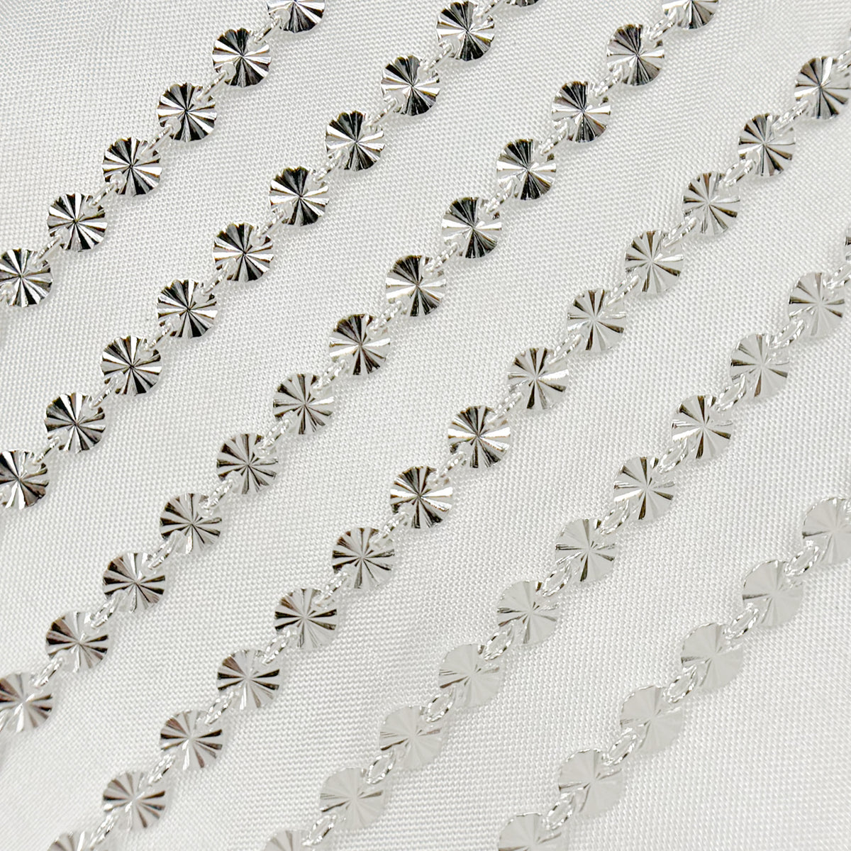 Sterling Silver Textured Circle Link Chain