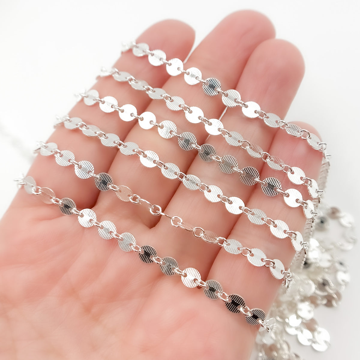 Sterling Silver Textured Disc Chain