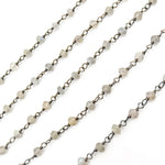 Load image into Gallery viewer, Labradorite Wire Wrap Chain made with Black Rhodium Sterling Silver