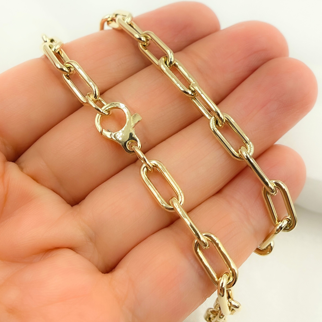 568762MG. 14K Yellow Hollow Gold Smooth Paperclip Chain