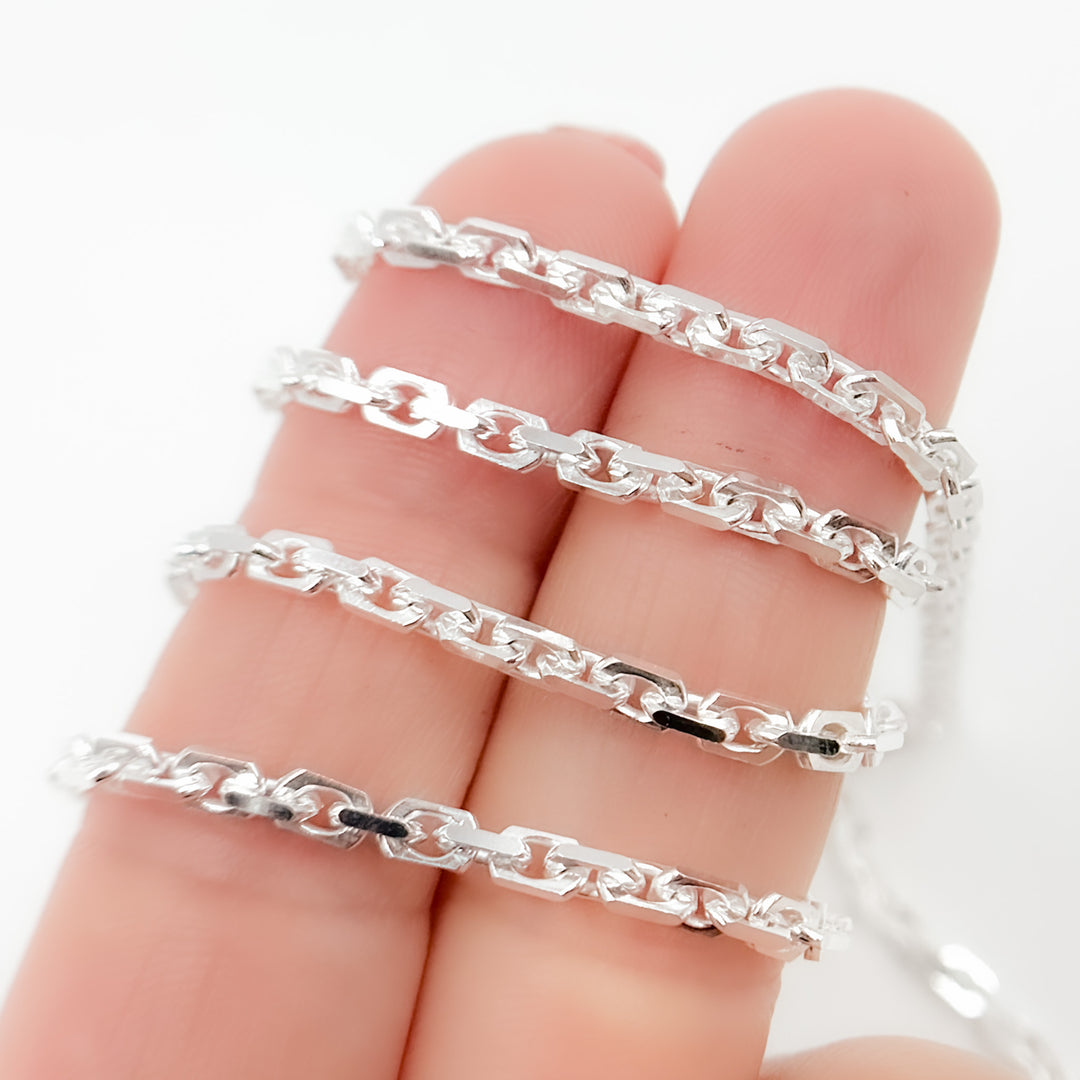 Z39SS. Sterling Silver Diamond Cut Box Link Chain