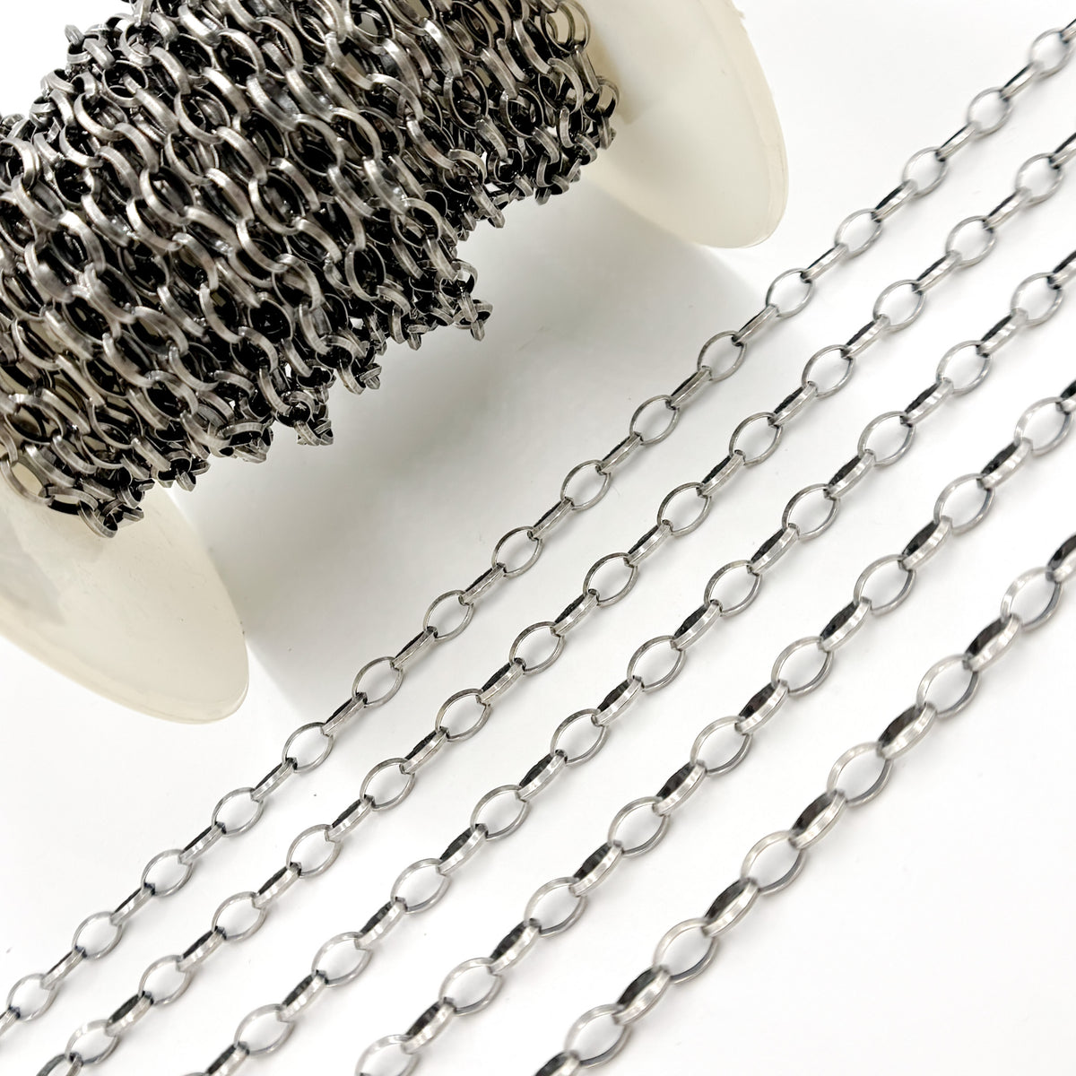  Oxidized Sterling Silver Marquise Shape Link Chain