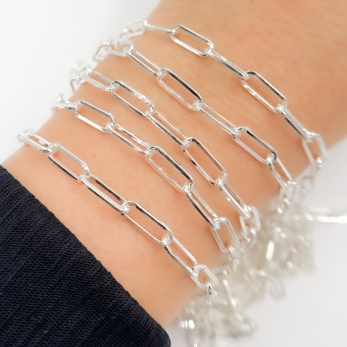Sterling Silver Flat Paperclip Chain