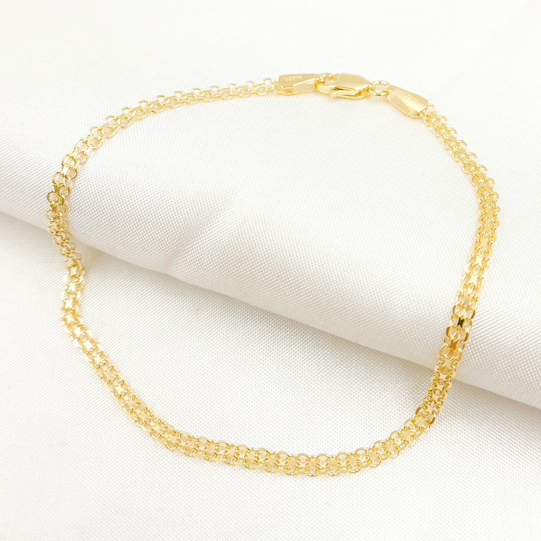 035R03AC2T2 Bracelet. 14K Solid Gold Bismark Link Bracelet