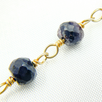 Load image into Gallery viewer, Gold Plated Silver and Shaded Blue Sapphire Wire Wrapped Chain. SAP1
