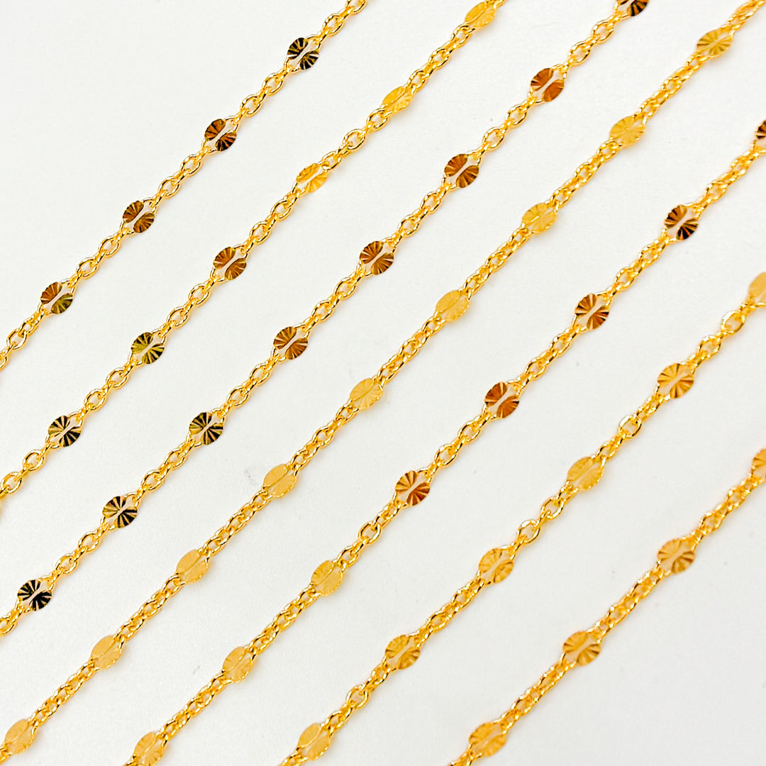 V300GF. 14k Gold Filled Cable and Diamond Cut Marina Link Chain