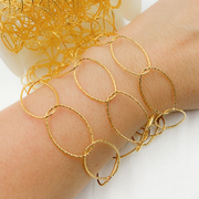 Gold Plated 925 Sterling Silver Diamond Cut Oval Link Chain.