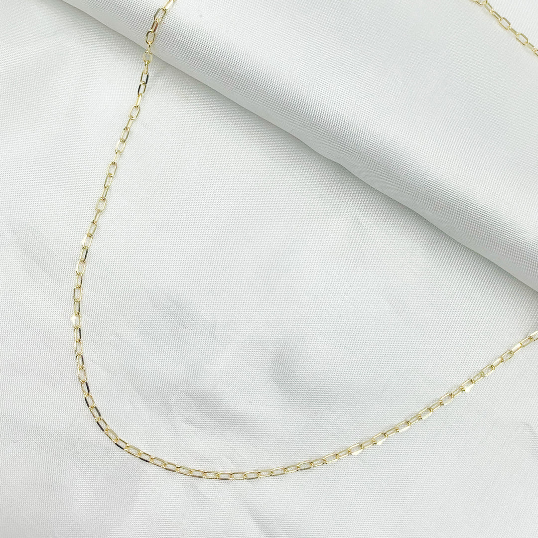 040FLCL2T5 | 14K Solid Yellow Gold Diamond Cut Paperclip Necklace.