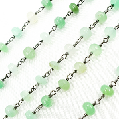 Chrysoprase Smooth Oxidized Wire Chain