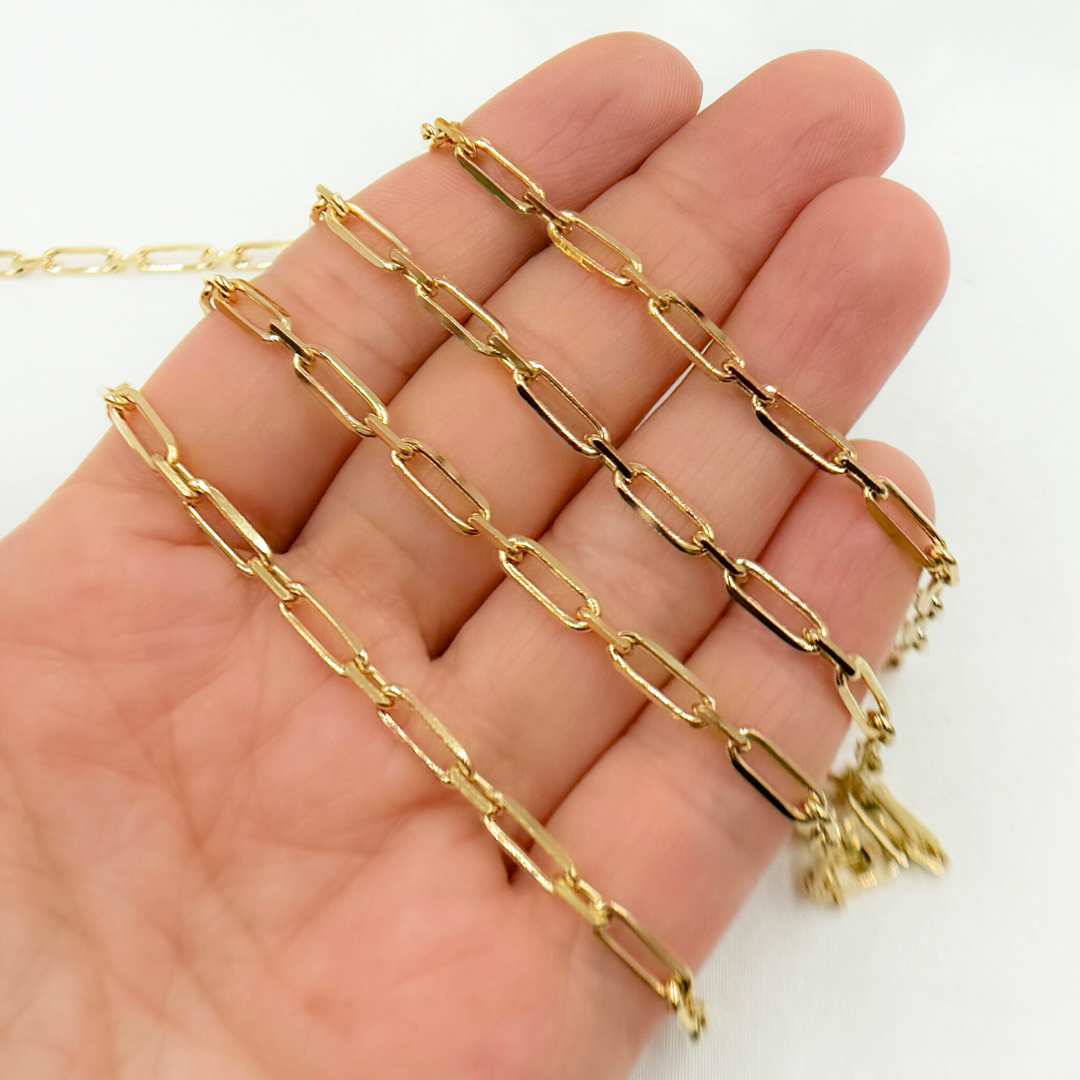 Z47GP. Gold Plated 925 Sterling Silver Diamond Cut Paperclip Link Chain