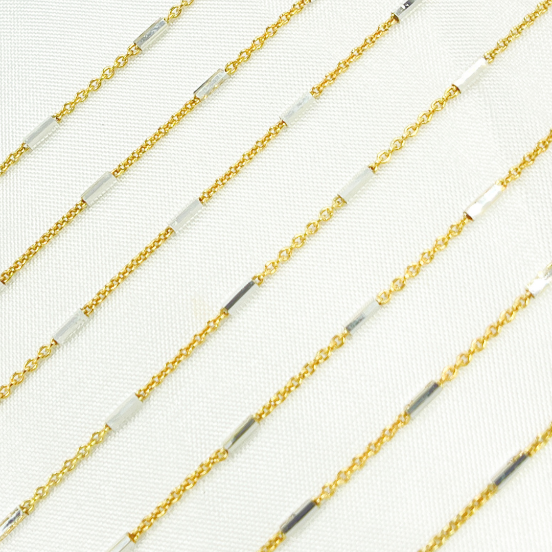 Sterling Silver Gold Plated Chain With Silver Tube