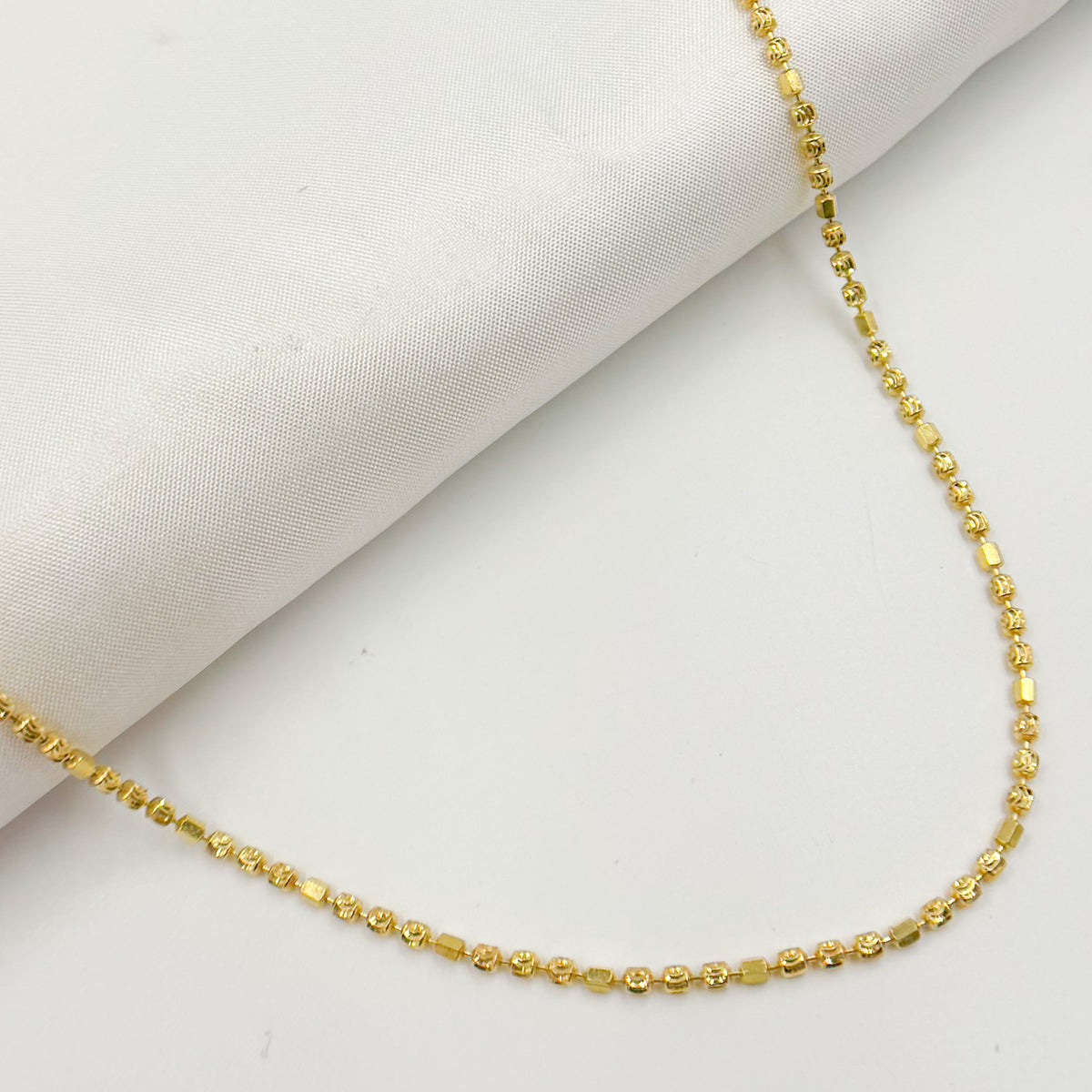  Gold Plated Sterling Silver Tube and Ball Necklace