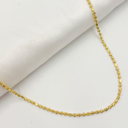  Gold Plated Sterling Silver Tube and Ball Necklace