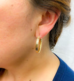 Load image into Gallery viewer, GER2. 14K Solid Gold Textured Hollow Hoops Earrings