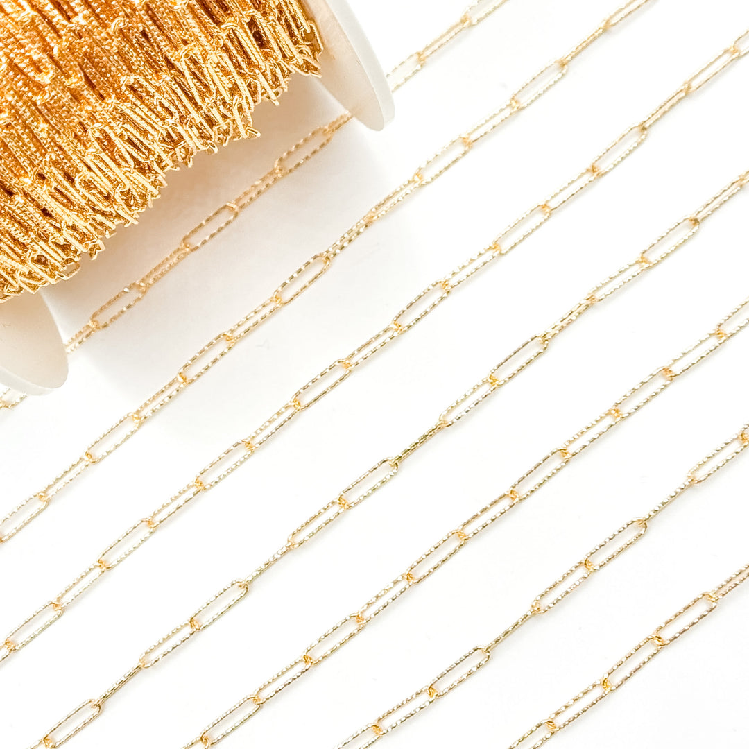 V313GF. 14K Gold Filled Diamond Cut Paperclip Chain