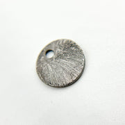8MM Black Rhodium Sterling Silver Brushed Round Flat Disc Charm with a Single Hole