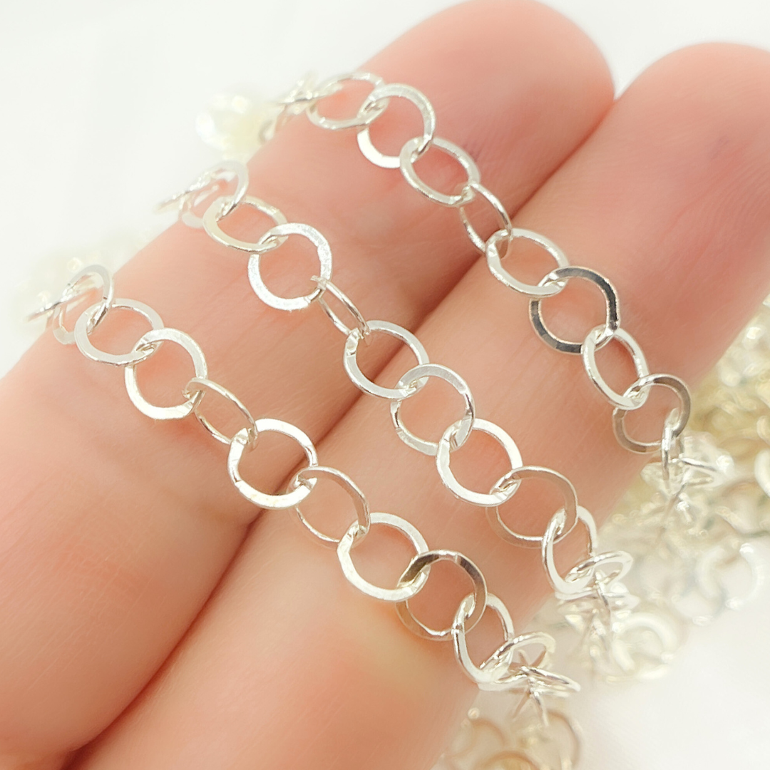Sterling Silver Flat Round Link Chain