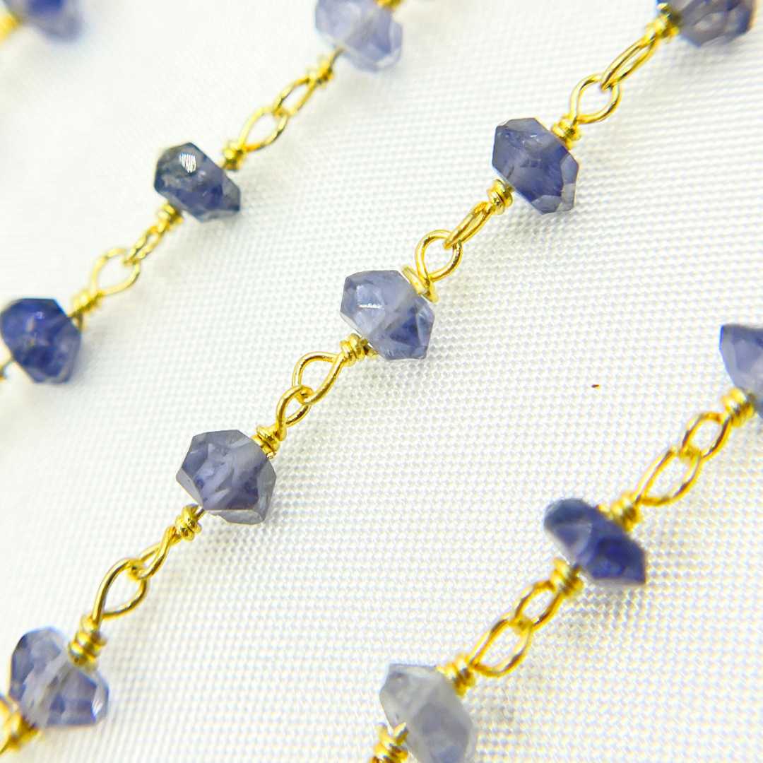 Iolite Gold Plated 925 Sterling Silver Wire Chain.