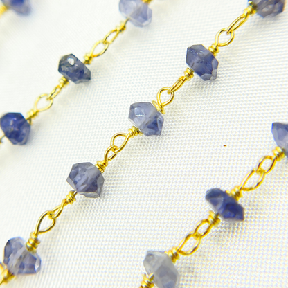 Iolite Gold Plated 925 Sterling Silver Wire Chain.