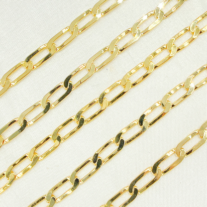 Gold Plated 925 Sterling Silver Ultra Flat Paperclip Link Chain