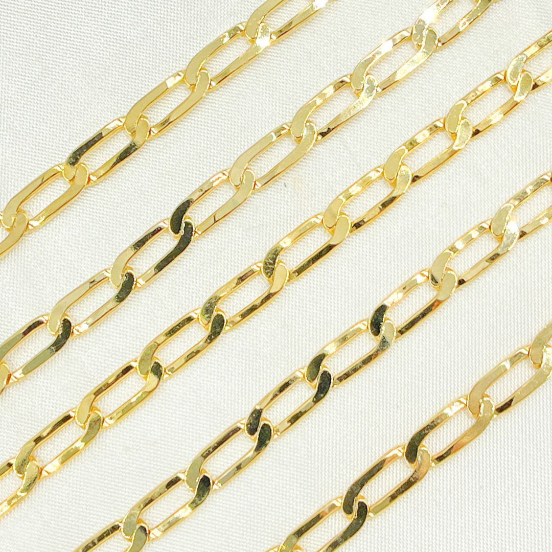 Gold Plated 925 Sterling Silver Ultra Flat Paperclip Link Chain. Z61GP
