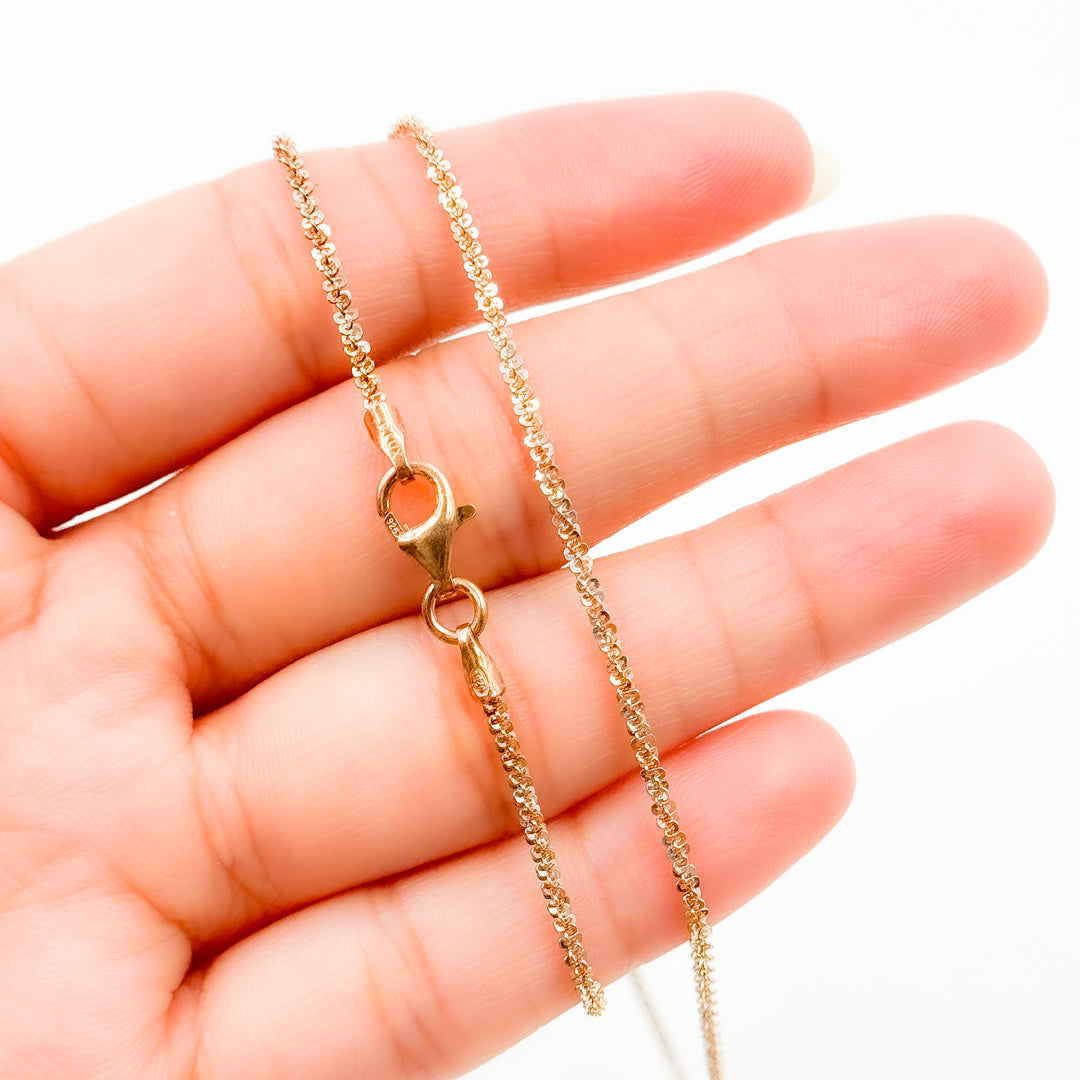 MAR30RGP. Sterling Silver Rose Gold Plated Popcorn Necklace