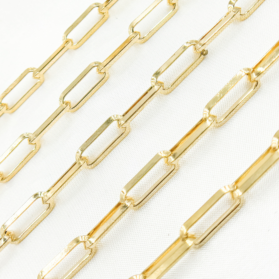 Gold Plated 925 Sterling Silver Diamond Cut Paperclip Chain. Y25GP